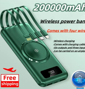 Wireless Power Bank 20000mAh with Built-in Cable (One Set)